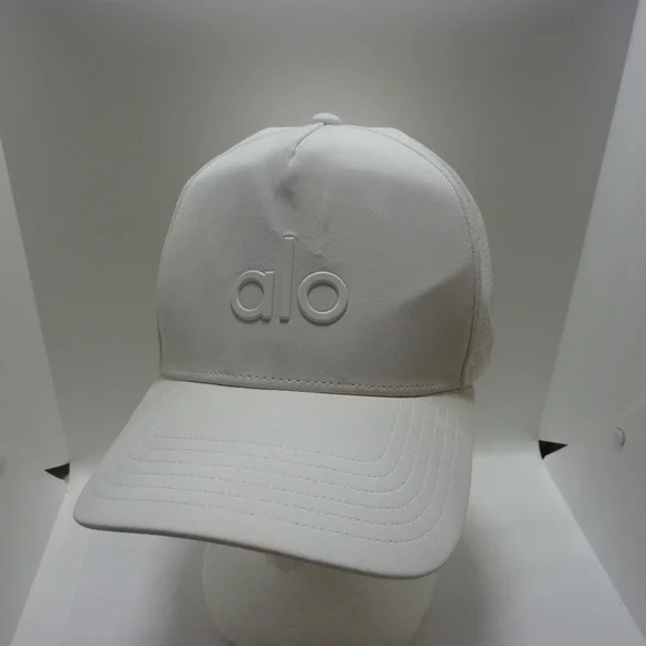 Alo District Trucker Hat Unisex WHITE Embroidered Logo Baseball Cap Hat One Size - Picture 1 of 7